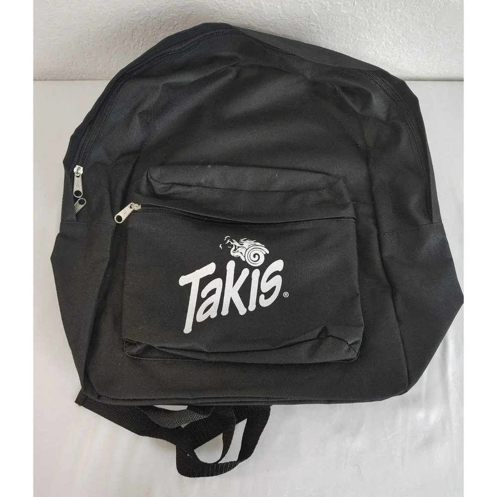 Takis Logo Black School Backpack Bag Zipper Pockets Adjustable Straps - NEW